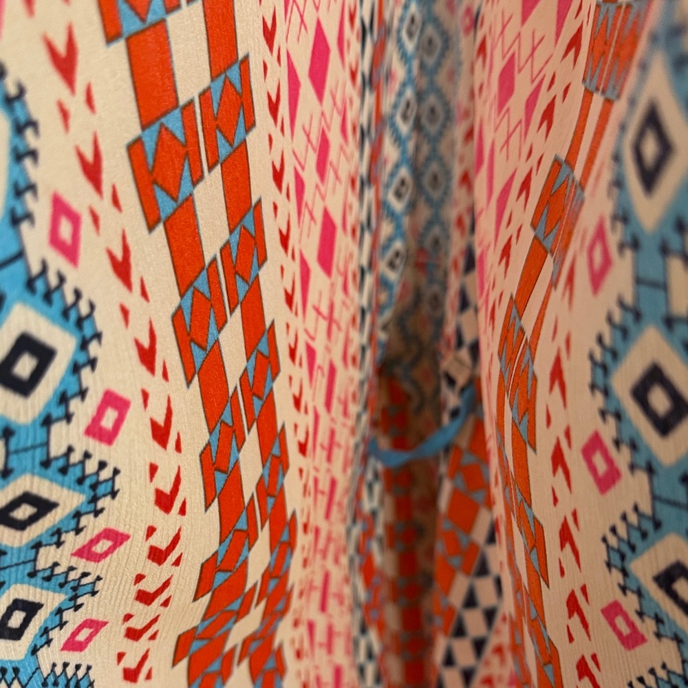 Laundry by Shelli Segal Geometric Orange Teal Poncho - Picture 5 of 8